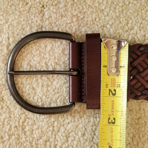 Dark Brown Leather Woven Braided Wide Western Rockabilly Belt NEW - Picture 11 of 12